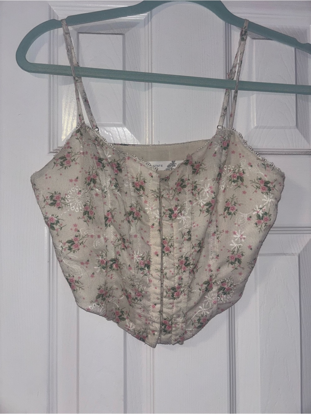 Altar'd State Cream Floral Corset Cami Top